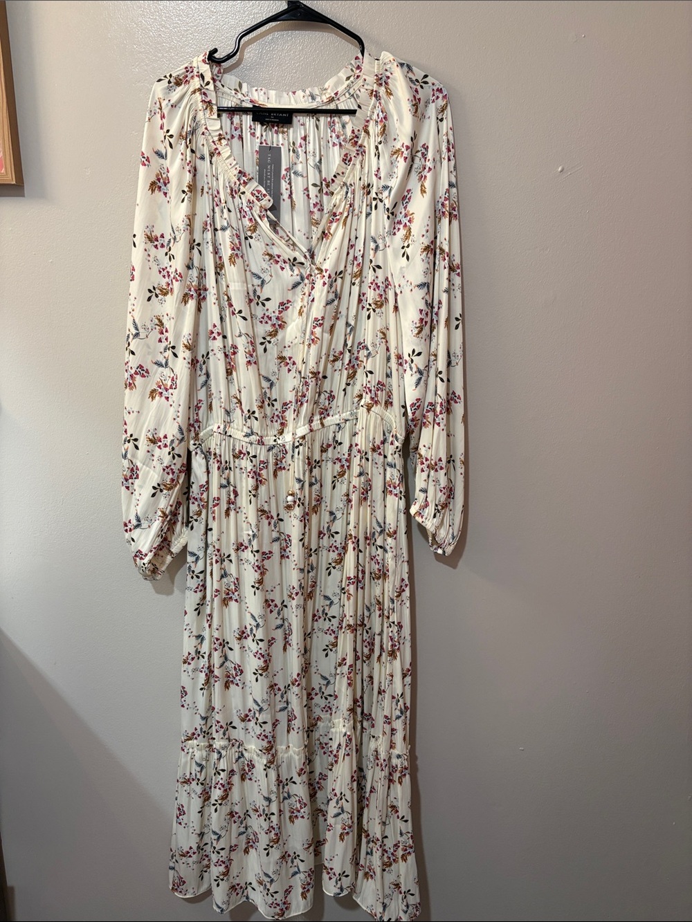 Lane Bryant Cream Maxi Dress with Pink Floral Print